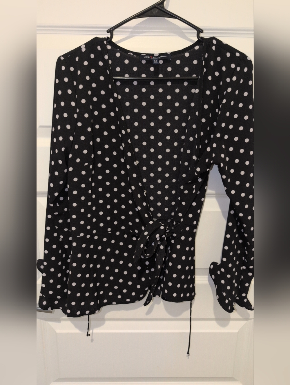 one clothing Black Polka Dot Wrap Top